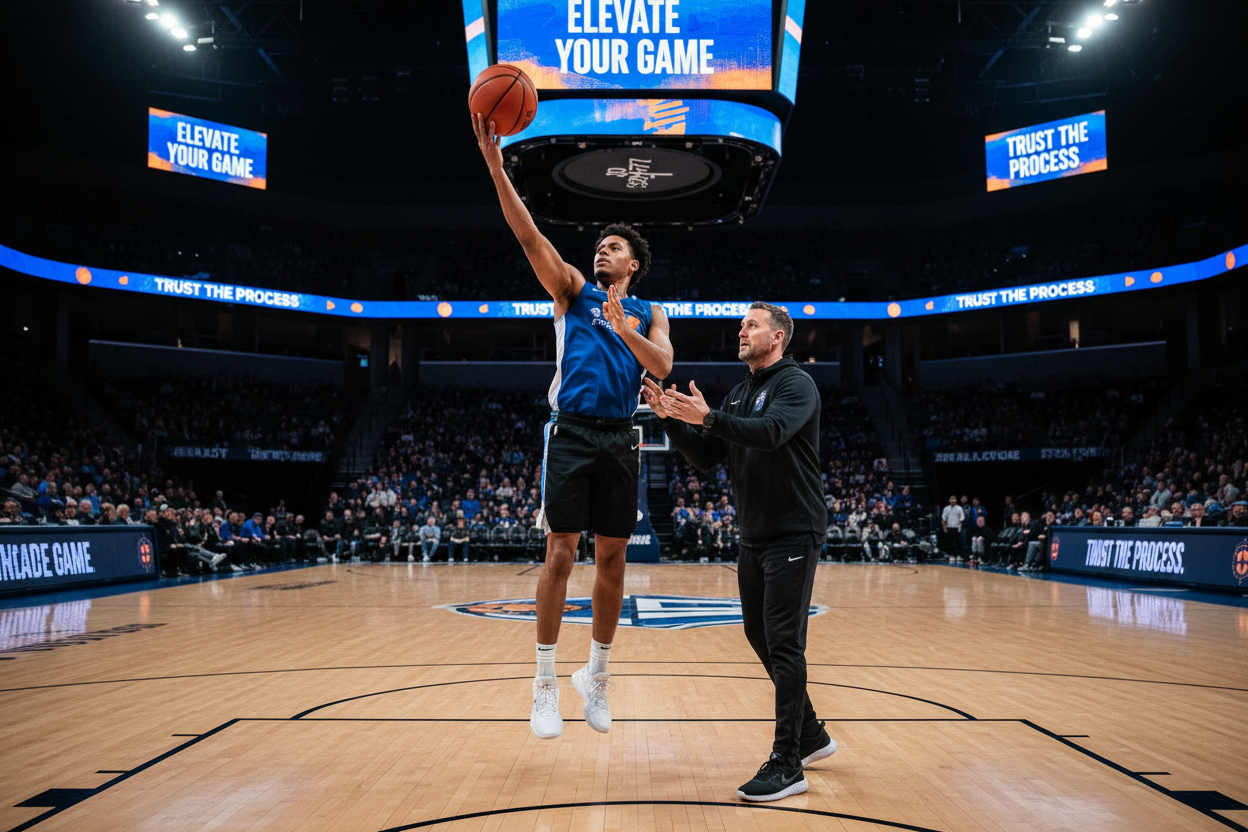 Basketball shooting coaching session